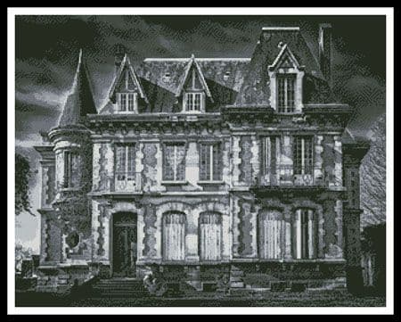 Spooky House (Black and White) by Artecy printed cross stitch chart