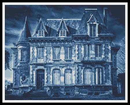 Spooky House (Blue) by Artecy printed cross stitch chart