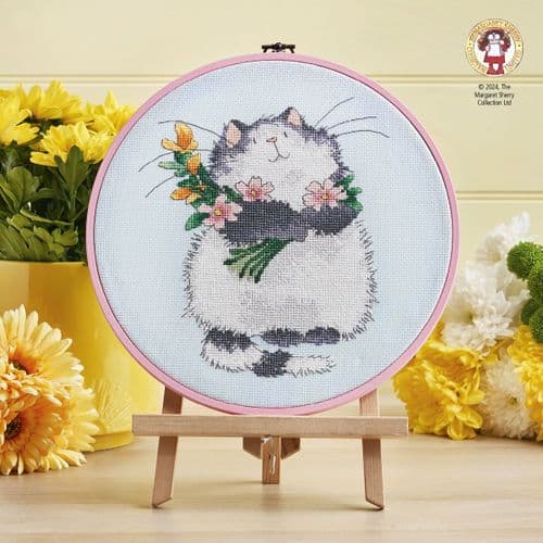 Spring Cat Hoop by Margaret Sherry WOXS Issue 355 project pack