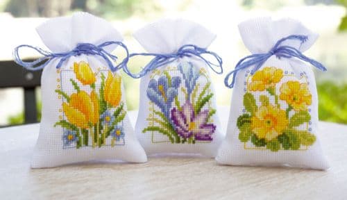 Spring Flowers Bags Counted Cross Stitch Kit by Vervaco