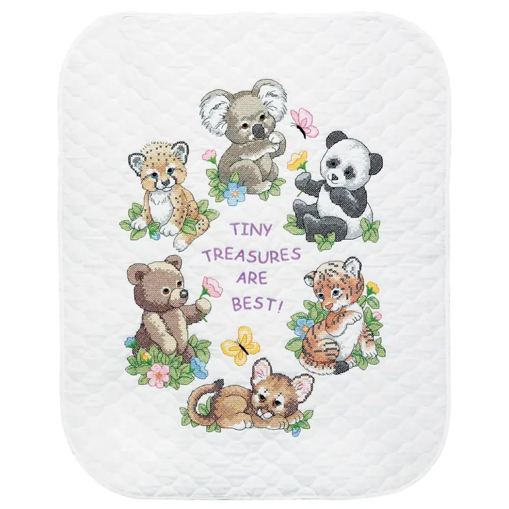 Stamped Cross Stitch Kit Quilt Baby Animals by Dimensions