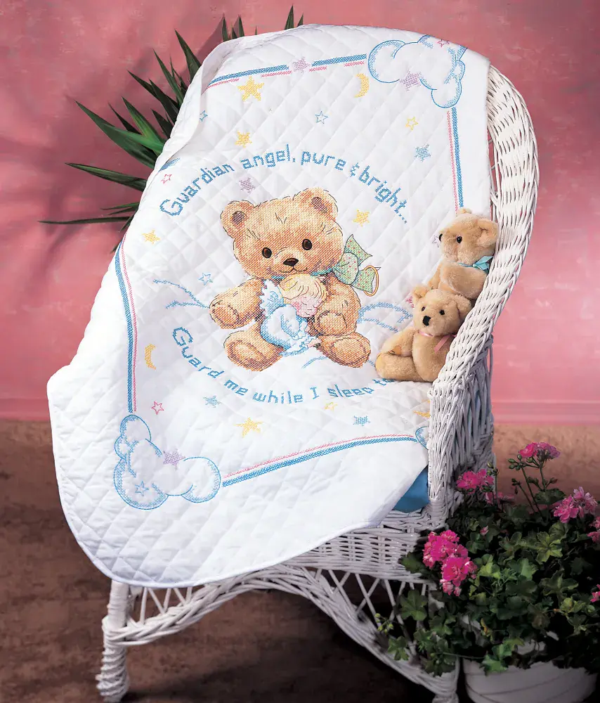 Stamped Cross Stitch Kit Quilt Cuddly Bear by Dimensions
