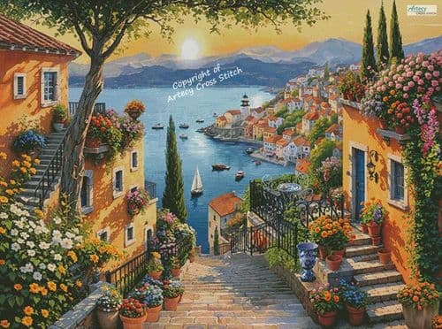 Steps to the Harbor (Large) by Artecy printed cross stitch chart