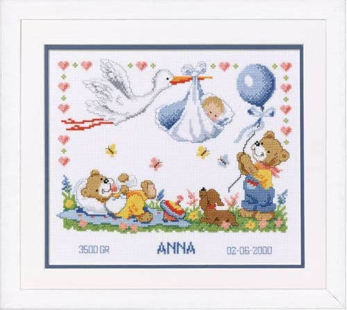 Stork Delivery to Bears Counted Cross Stitch Kit by Vervaco