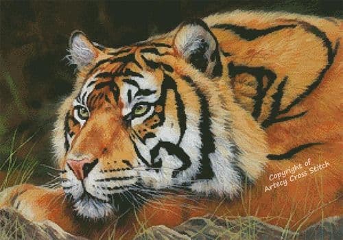 Sumatran Tiger Resting by Artecy printed cross stitch chart
