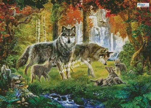 Summer Wolf Family by Artecy printed cross stitch chart