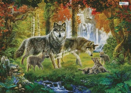 Summer Wolf Family (Large) by Artecy printed cross stitch chart