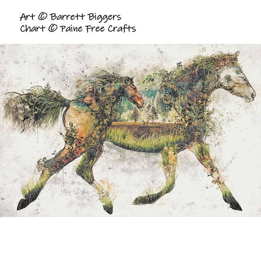 Surreal Horse by Paine Free Crafts printed cross stitch chart