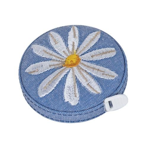 Tape Measure: Embroidered: Denim Daisies