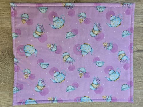 Teapots and Teacups - Handmade Project Bag with see through panel and zip
