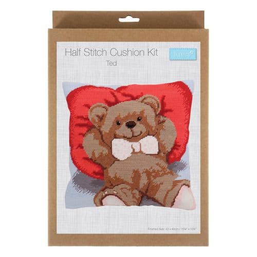 Ted cushion half cross stitch tapestry kit