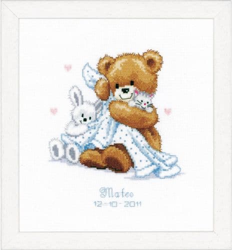 Teddy and Blanket Birth Sampler Counted Cross Stitch Kit by Vervaco