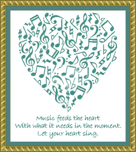 The Cross Stitch Studio A Heart Full of Music (MINI) + Quote 1 printed cross stitch chart