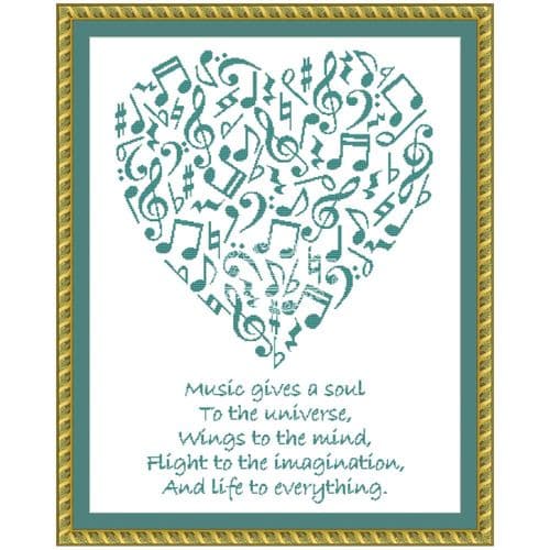 The Cross Stitch Studio A Heart Full of Music (MINI) + Quote 2  printed cross stitch chart
