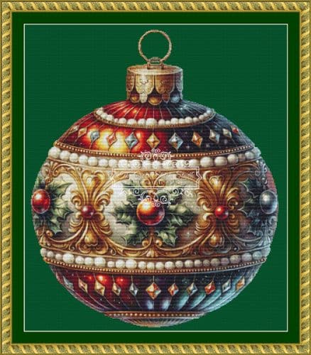 The Cross Stitch Studio Bejeweled Christmas Ornament 1 (Mini) printed cross stitch chart