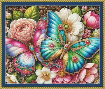 The Cross Stitch Studio Bejewelled Butterflies printed cross stitch chart