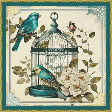 The Cross Stitch Studio Birds And Blooms  printed cross stitch chart