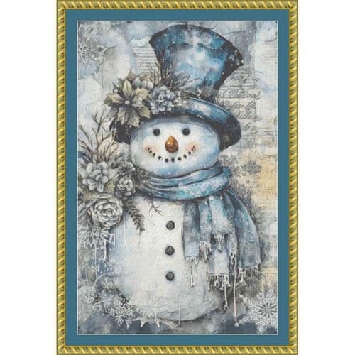 The Cross Stitch Studio Blue Snowman  printed cross stitch chart