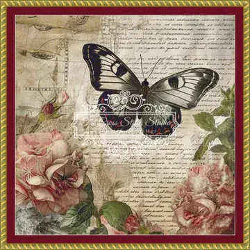 The Cross Stitch Studio Butterfly And Roses  printed cross stitch chart