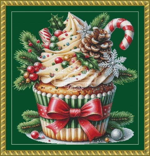The Cross Stitch Studio Christmas Cupcake Mini printed cross stitch chart