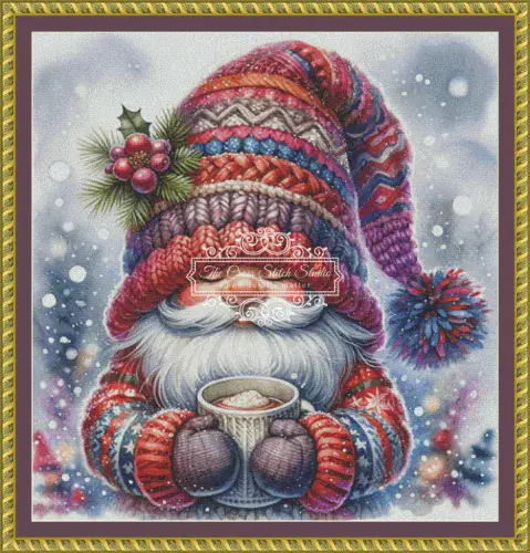 The Cross Stitch Studio Cocoa The Christmas Gnome  printed cross stitch chart