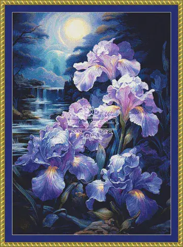 The Cross Stitch Studio Colourful Flowers Lunar Irises printed cross stitch chart