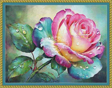 The Cross Stitch Studio Colourful Flowers Rose printed cross stitch chart