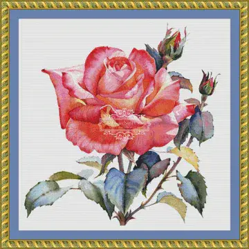 The Cross Stitch Studio Coral Watercolour Rose Mini printed cross stitch chart