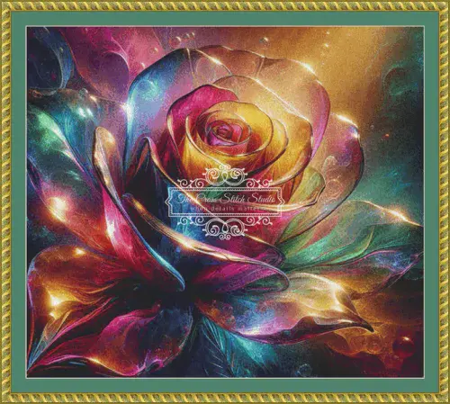 The Cross Stitch Studio Crystal Rose Rainbow printed cross stitch chart