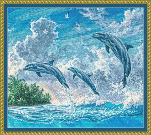 The Cross Stitch Studio Dolphin in the Wave printed cross stitch chart