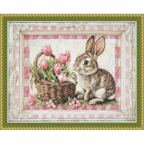 The Cross Stitch Studio Easter Basket Bunny printed cross stitch chart