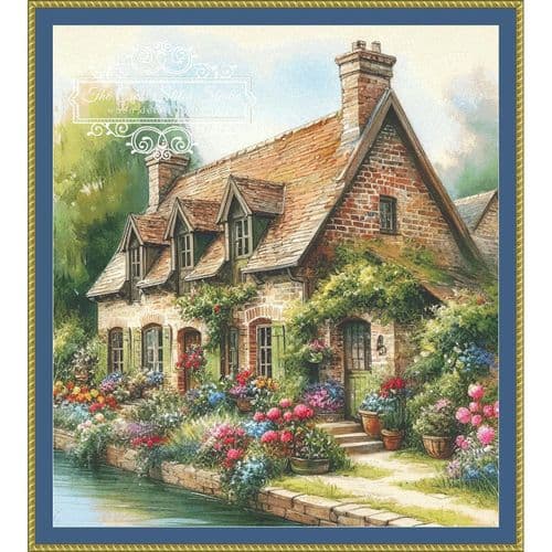 The Cross Stitch Studio English Cottage Along Canal printed cross stitch chart