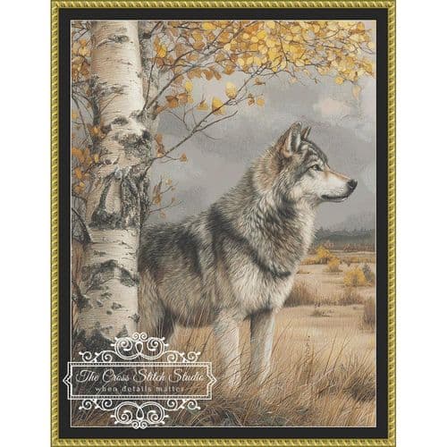 The Cross Stitch Studio Fall Animals Wolf printed cross stitch chart