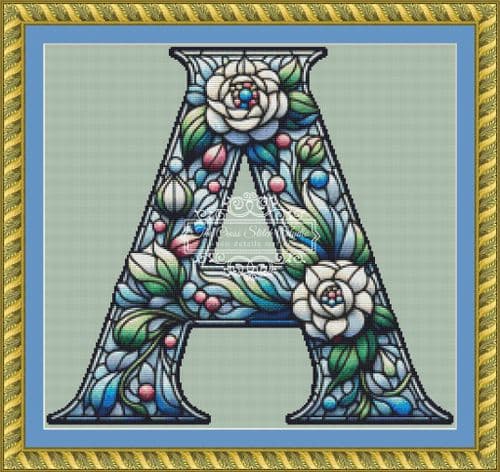 The Cross Stitch Studio Floral Alphabet A printed cross stitch chart