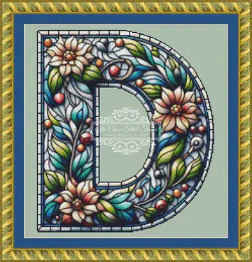 The Cross Stitch Studio Floral Alphabet D printed cross stitch chart