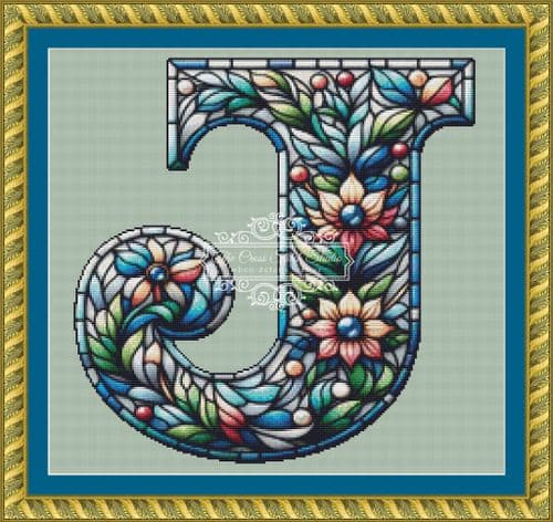The Cross Stitch Studio Floral Alphabet J printed cross stitch chart
