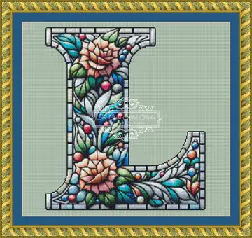 The Cross Stitch Studio Floral Alphabet L printed cross stitch chart