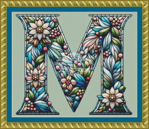 The Cross Stitch Studio Floral Alphabet M printed cross stitch chart
