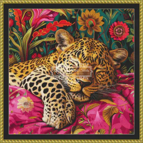 The Cross Stitch Studio Floral Leopard  printed cross stitch chart