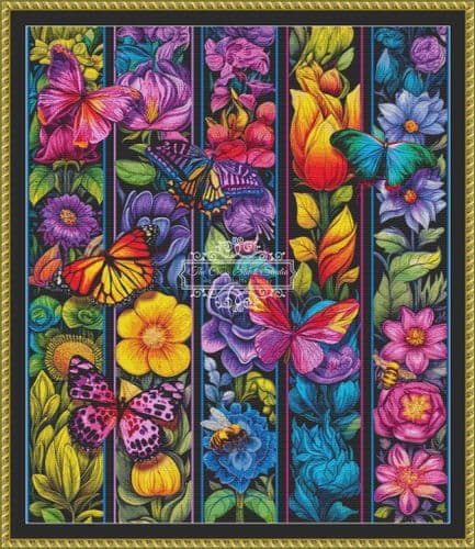 The Cross Stitch Studio Flowers and Flyers (Crop 1) Printed cross stitch chart