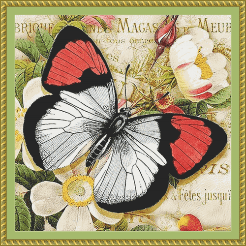 The Cross Stitch Studio Flutterby Collage 2 printed cross stitch chart