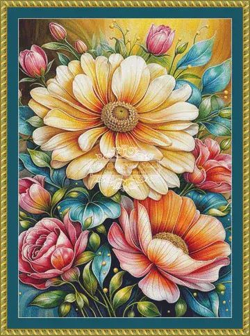 The Cross Stitch Studio Golden Daisy printed cross stitch chart