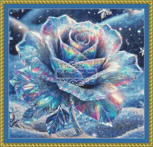The Cross Stitch Studio Iridescent Crystal Rose Printed cross stitch chart