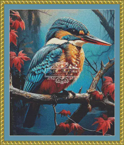 The Cross Stitch Studio Kingfisher printed cross stitch chart