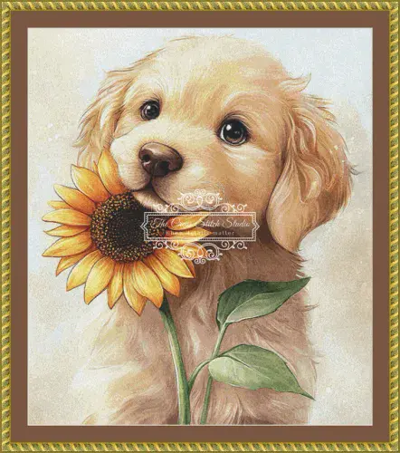 The Cross Stitch Studio Labrador And Sunflower printed cross stitch chart
