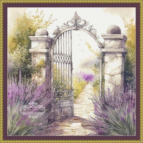 The Cross Stitch Studio Lavender Gate  printed cross stitch chart