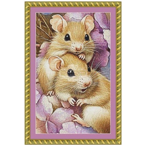 The Cross Stitch Studio Mice Among the Flowers Crop printed cross stitch chart