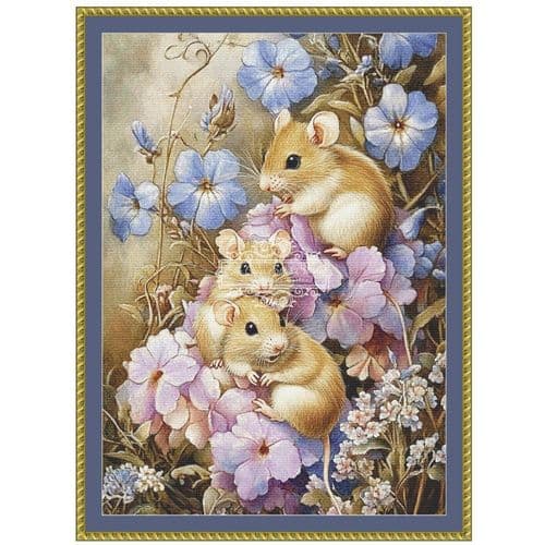 The Cross Stitch Studio Mice Among the Flowers printed cross stitch chart