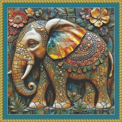 The Cross Stitch Studio Mosaic Elephant Printed cross stitch chart