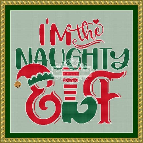 The Cross Stitch Studio Naughty Elf Mini printed cross stitch chart